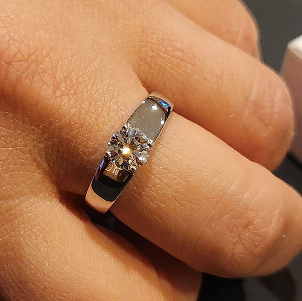 Adjustable Moissanite Ring 925 Sterling Silver Open D-ColorVVS1 Lab Grown Diamon